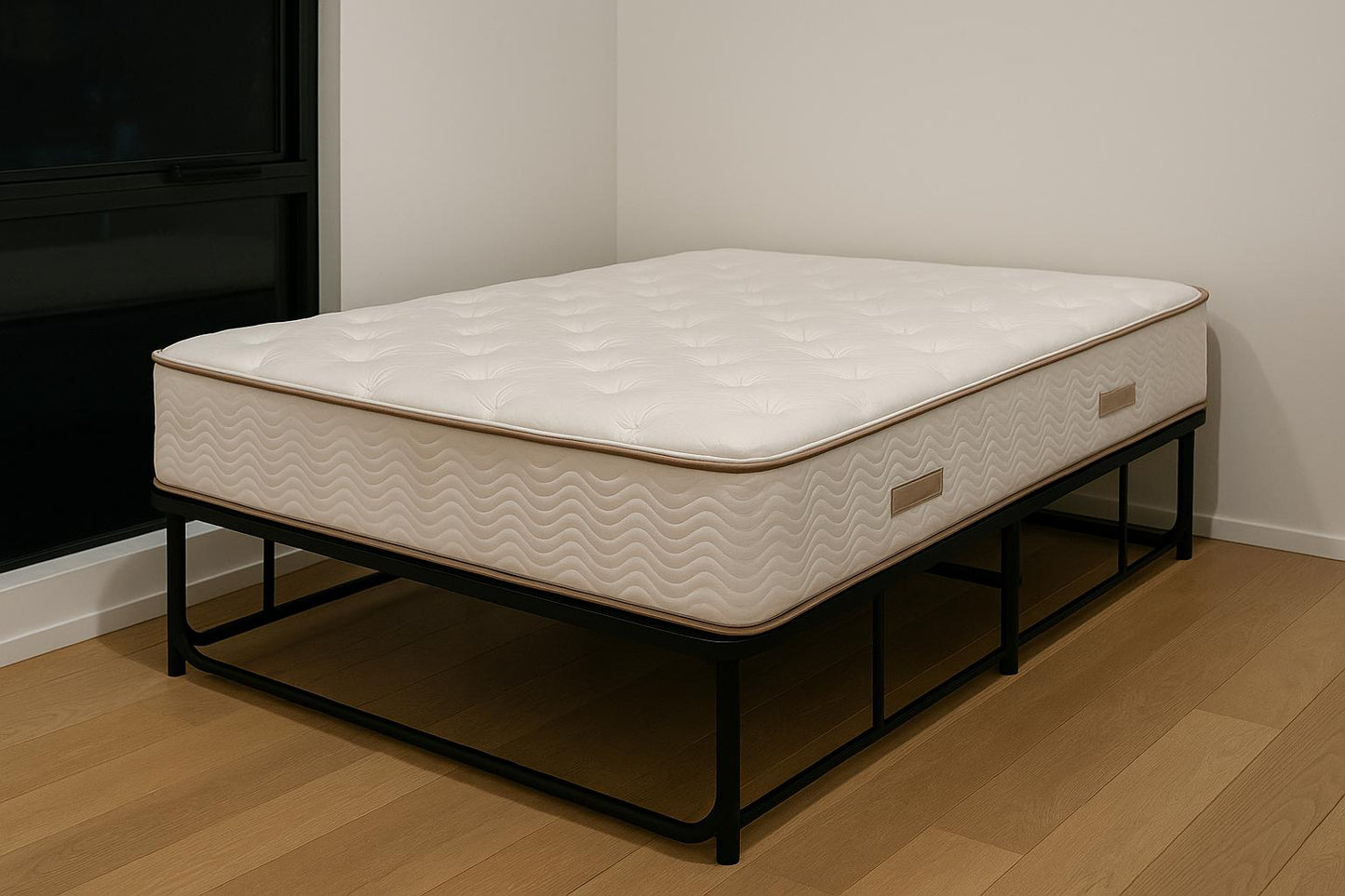 Queen Bed – Metal Frame + Mattress Included