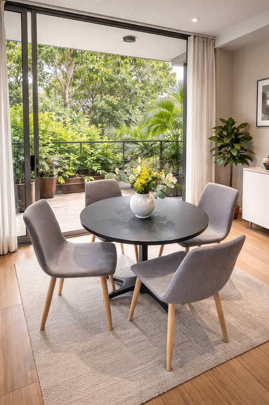 Modern Round Dining Set – 4 Chairs | Elegant Style