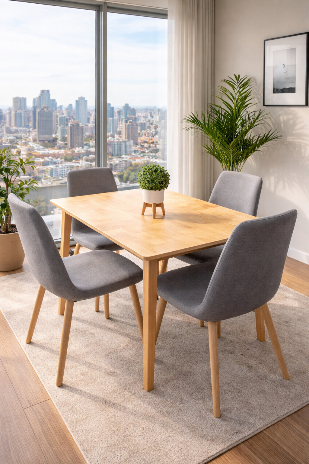 🏡 Modern Wooden Dining Set – 4 Chairs | Like New