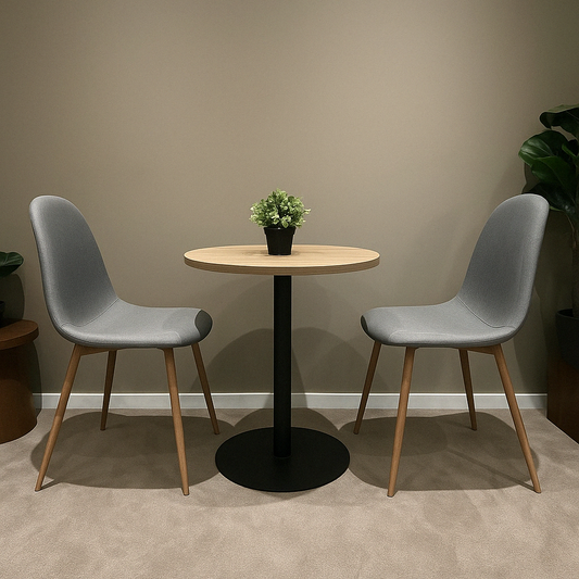 Modern Dining Table Set – 2 Chairs + Round Table