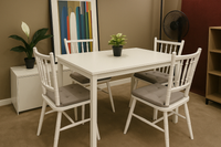 White 4-Seater Dining Set – Elegant & Cozy