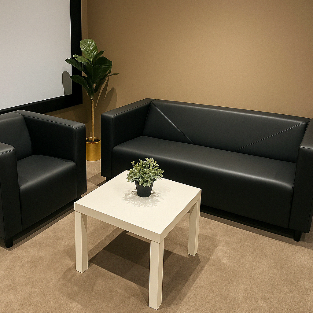 Modern Black Leatherette Sofa Set – 2-Seater + Armchair