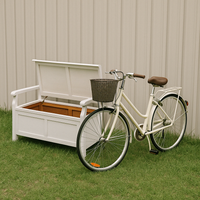 White Outdoor Bench with Hidden Storage + Vintage Cream Bike