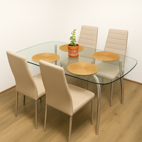 Modern Glass Dining Set – 4 Chairs