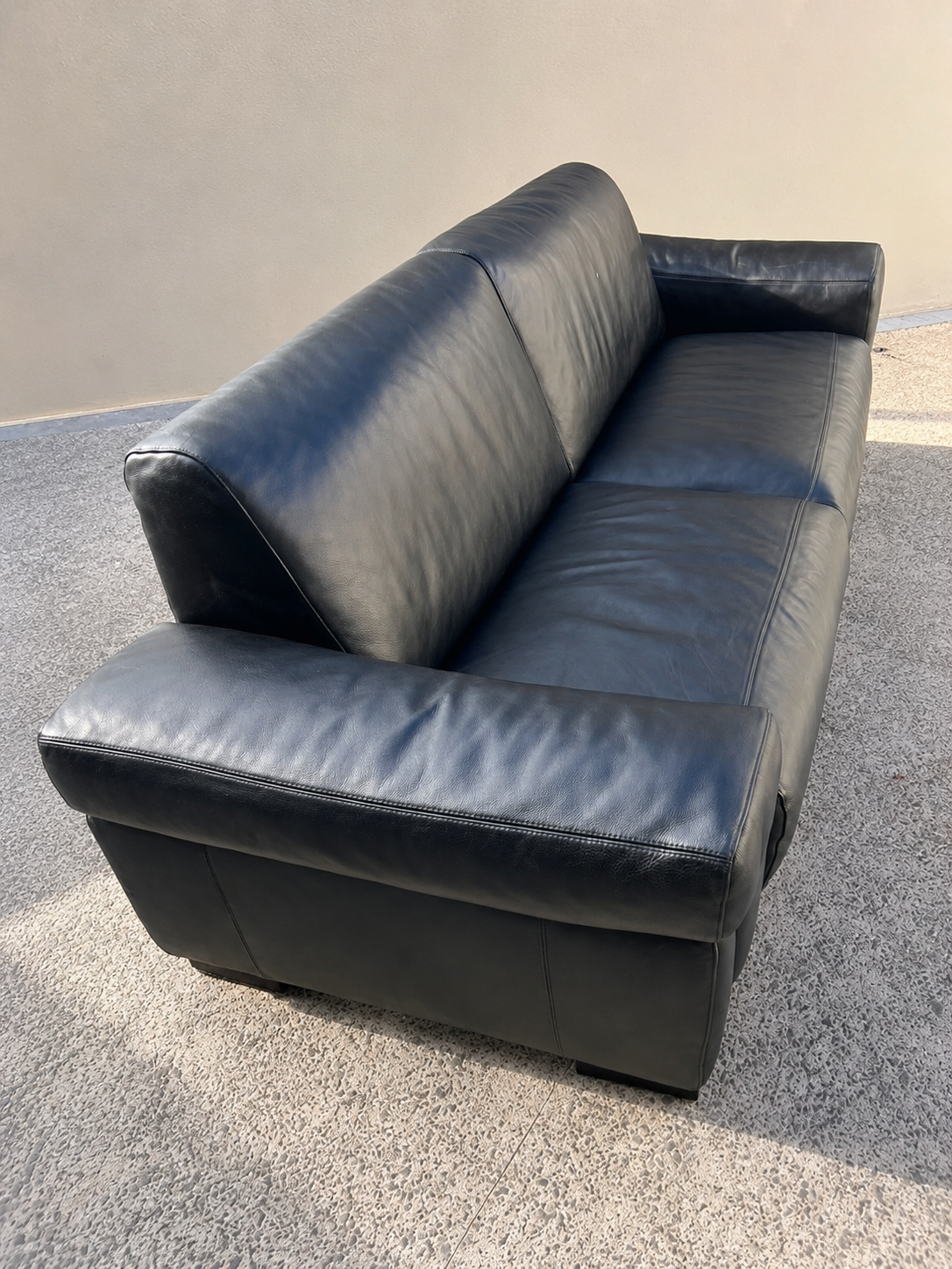 ✨ Modern Black Real Leather Sofa ✨