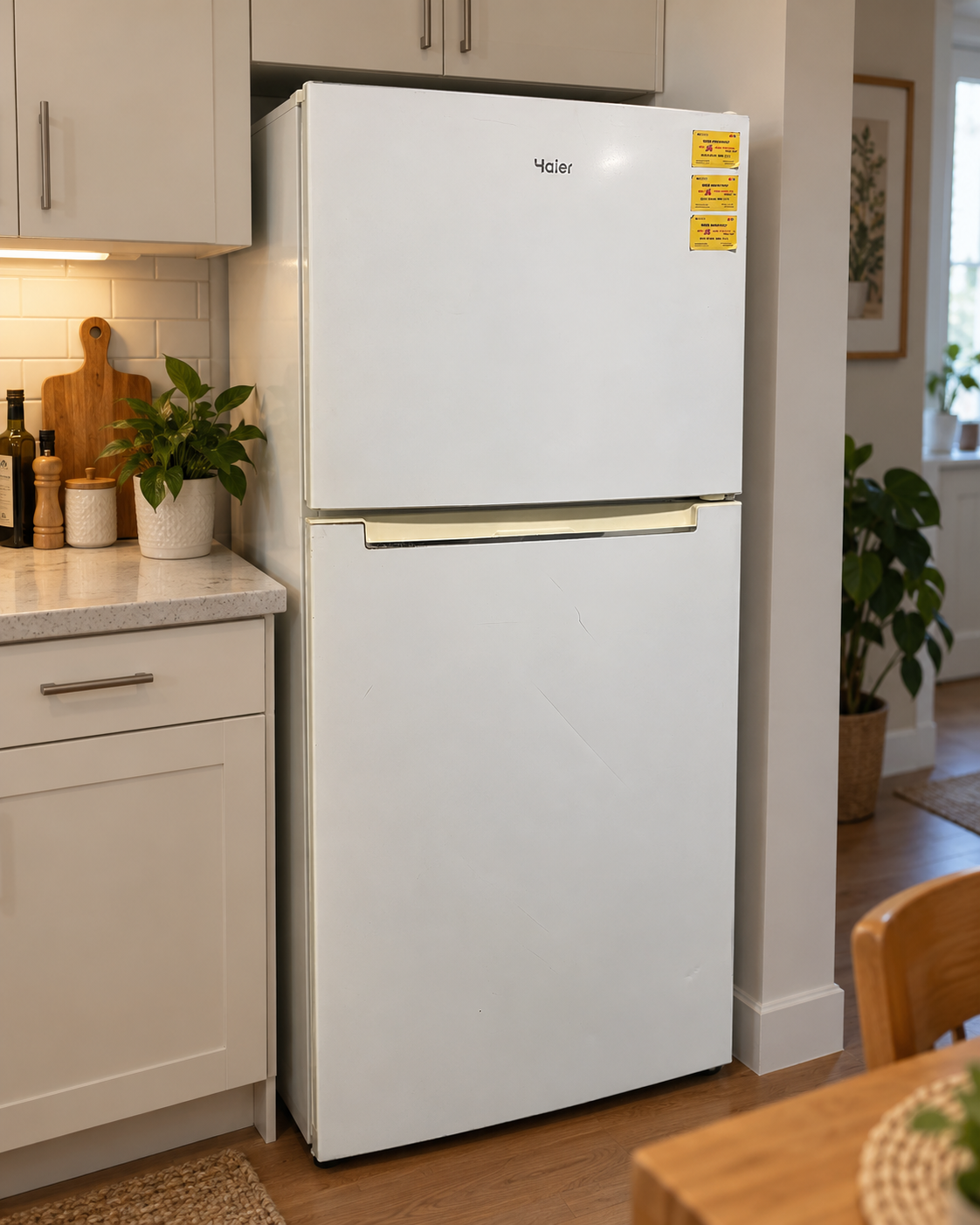 Haier White Top Mount Fridge