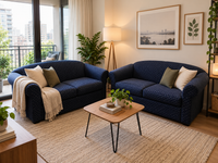2-Piece Navy Blue Sofa Set –
