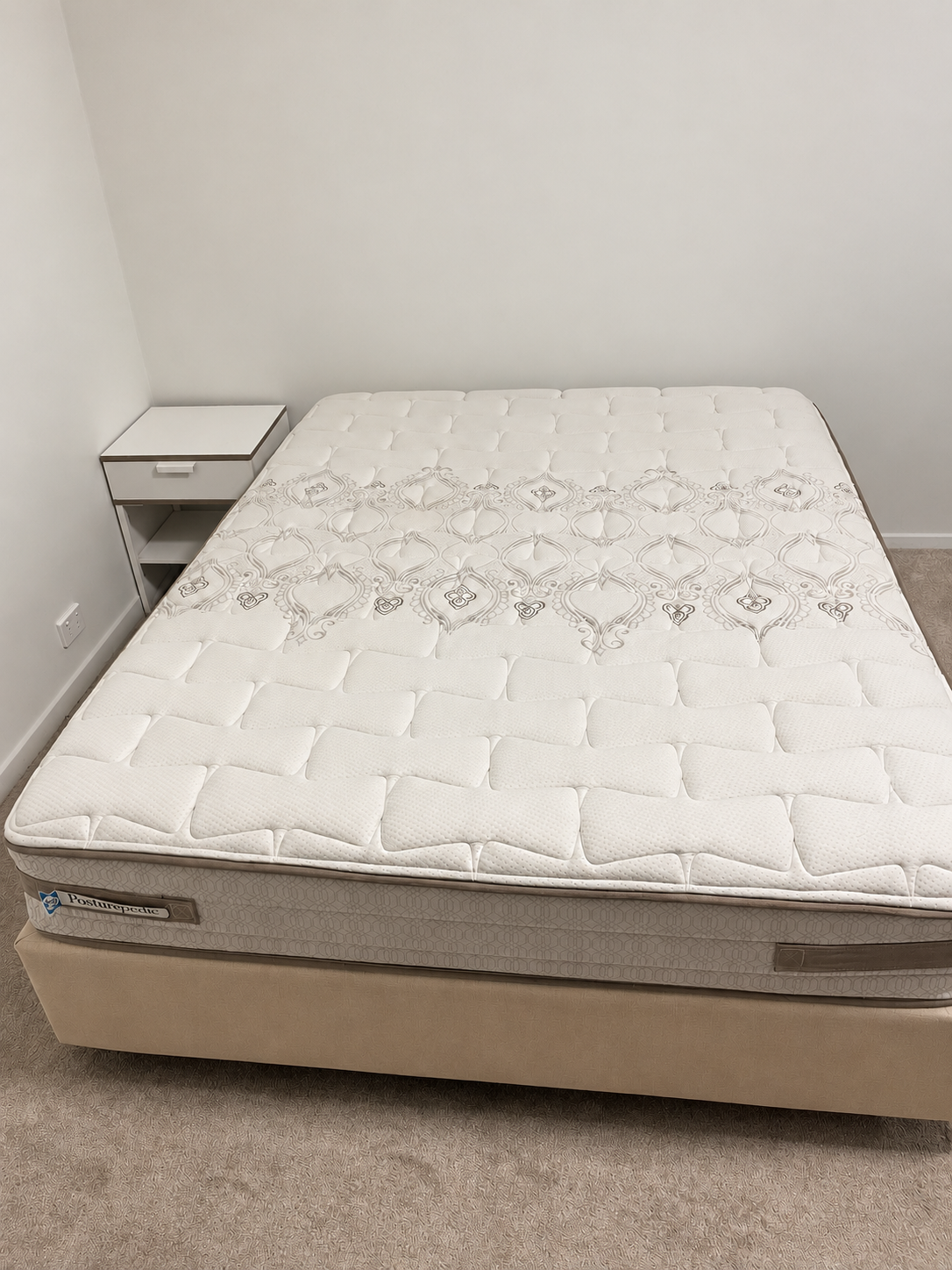 Queen Bed Base with Posturepedic Mattress