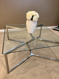 Glass Coffee Table with Chrome Frame