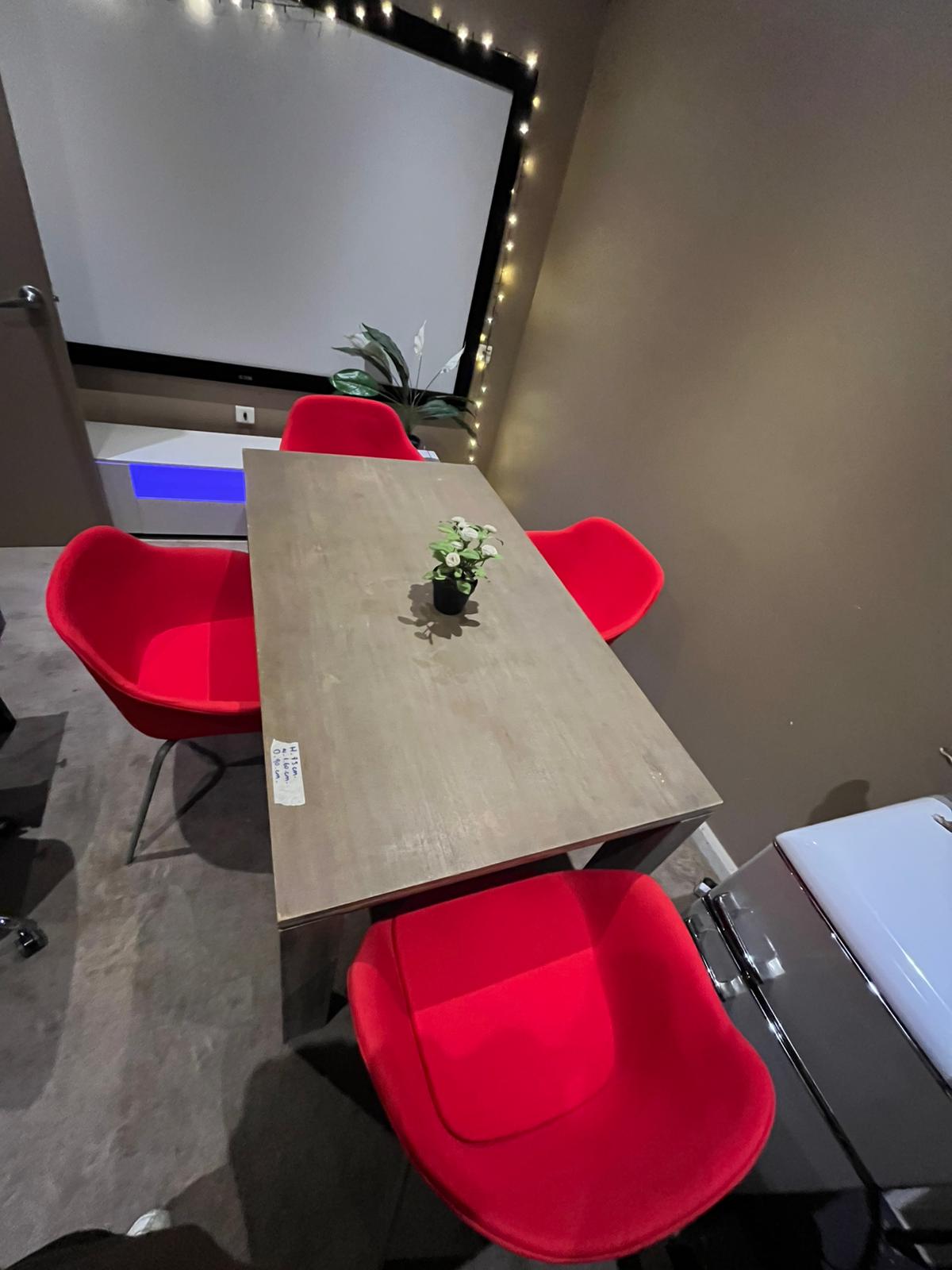🔥 MODERN WOODEN DINING TABLE + 4 VIBRANT RED CHAIRS