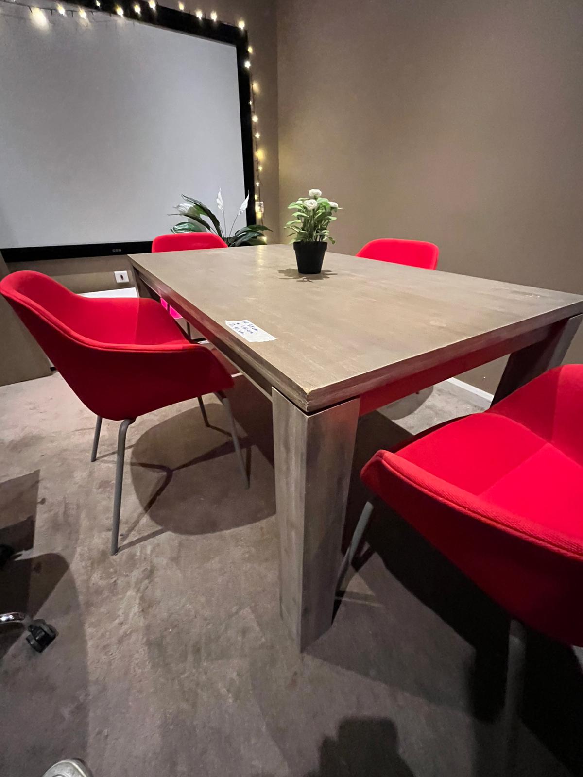 🔥 MODERN WOODEN DINING TABLE + 4 VIBRANT RED CHAIRS