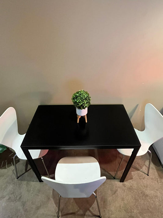 Minimalist Black Table Set w/ White Center & 3 Chairs | Scandinavian Contrast ✨