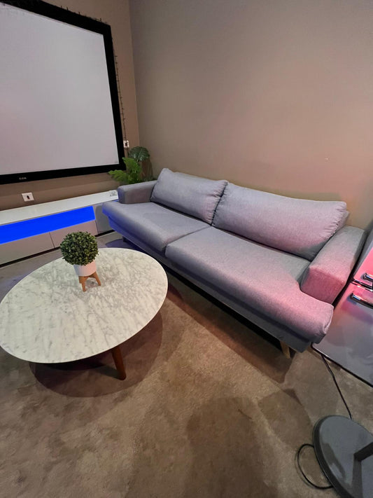 Luxury Set: Cloud-Like Gray Sofa + Real White Marble Coffee Table ❄️