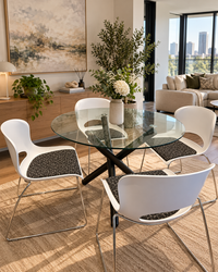 Round Glass Dining Table Set with 4 Chairs