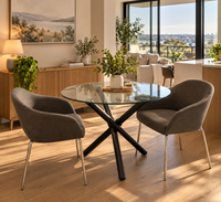 Round Glass Dining Table Set with 2 Chairs