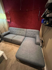 L-Shaped Sofa in Grey Fabric
