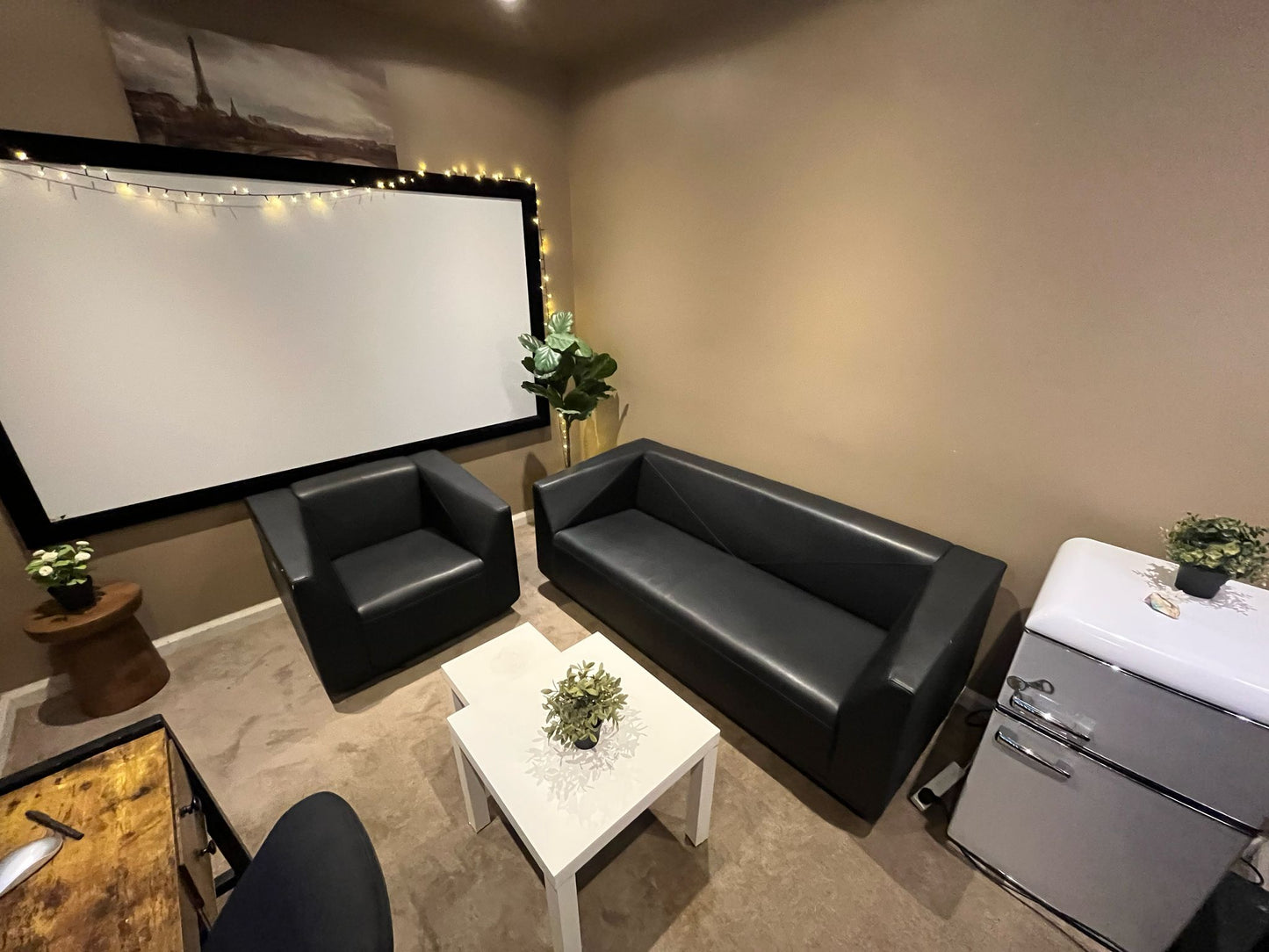 Modern Black Leatherette Sofa Set – 2-Seater + Armchair
