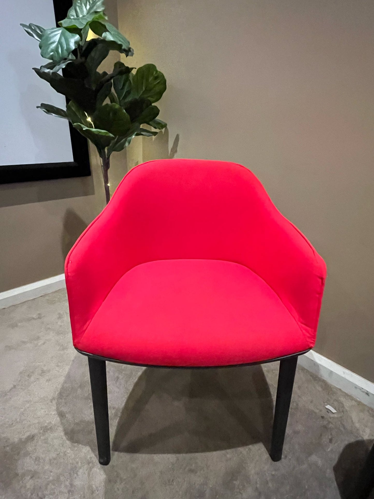 Set of 2 Modern Red Velvet Armchairs