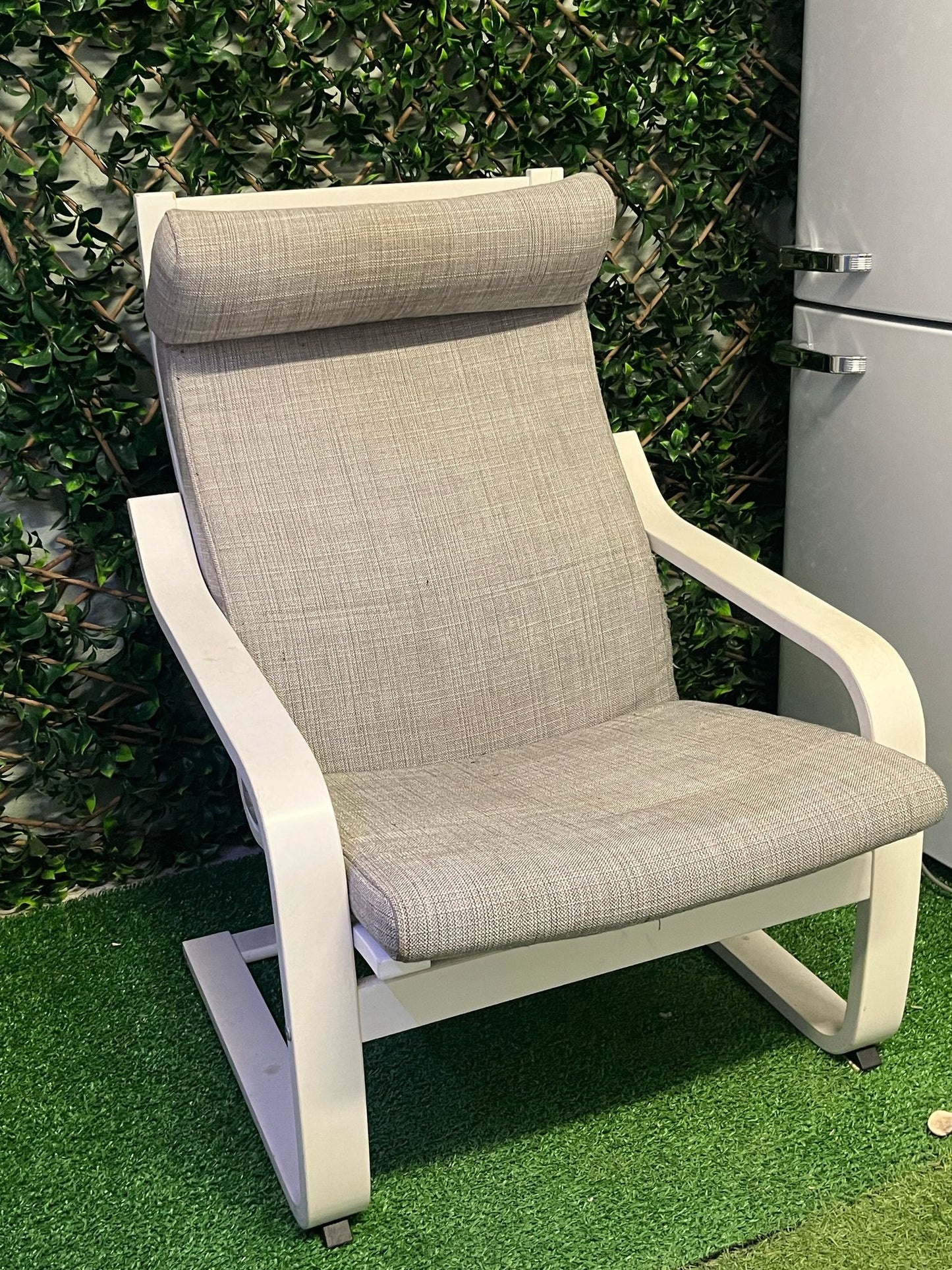 Scandinavian-Style Recliner Armchair – Grey Fabric