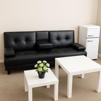 3-Seater Sofa Bed with Cup Holders + 2 Side Tables