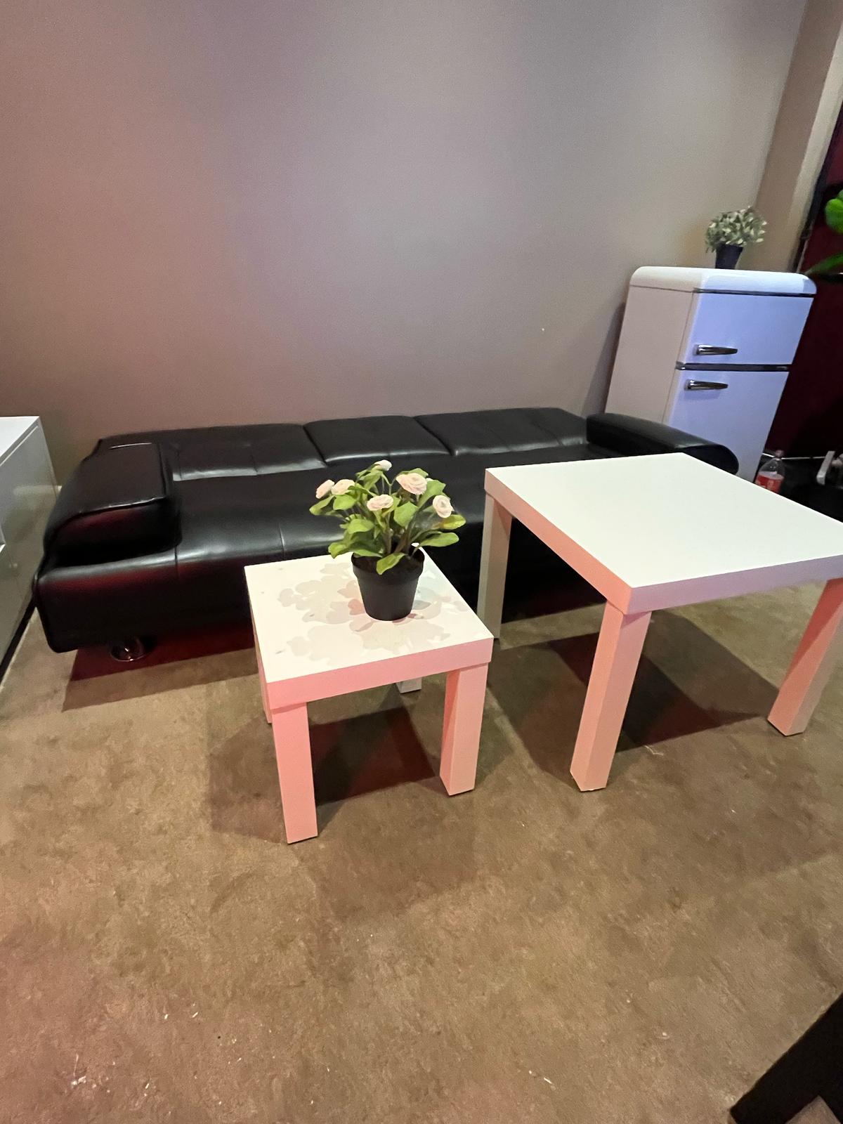 3-Seater Sofa Bed with Cup Holders + 2 Side Tables