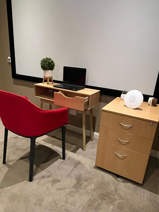 Desk + Chair + 3-Drawer Cabinet/Nightstand – Great Condition