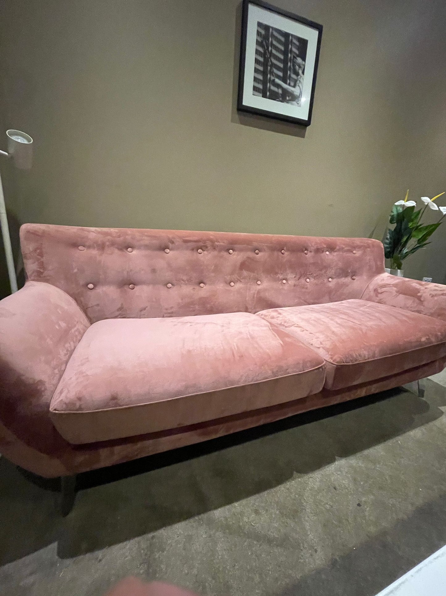 ✨ Elegant Pink Velvet Sofa + Designer Coffee Table ✨