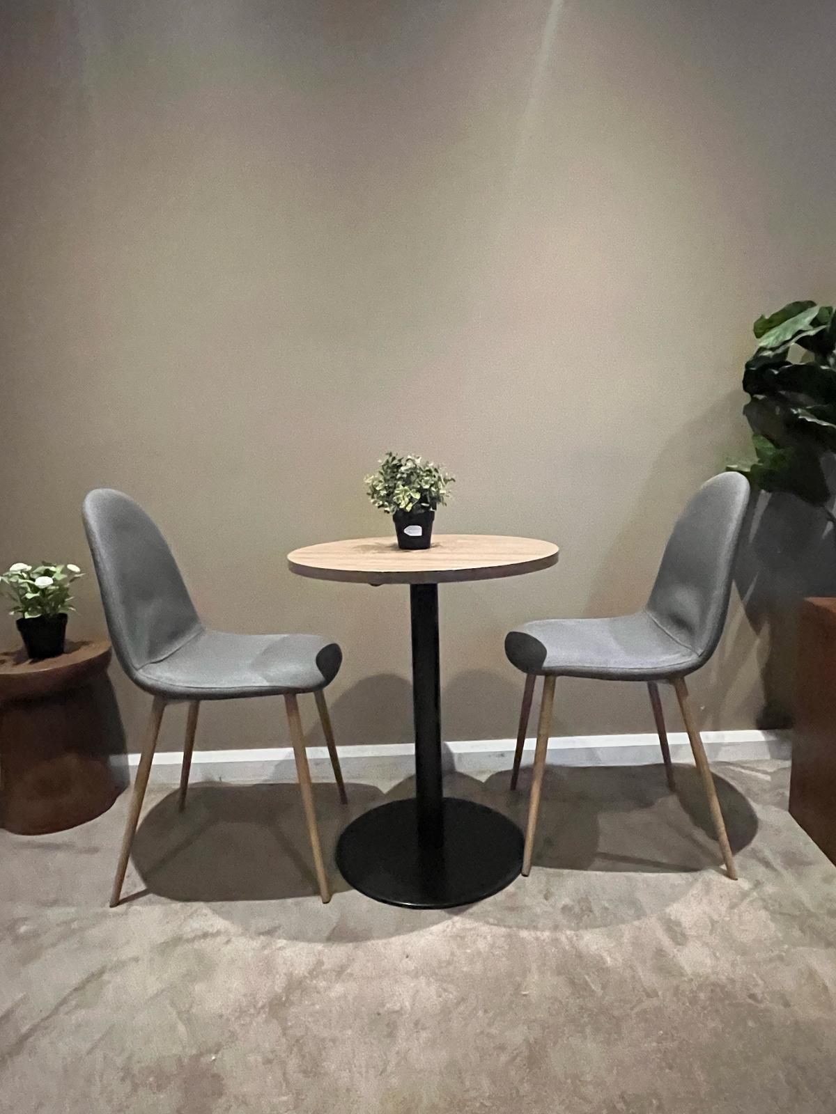 Modern Dining Table Set – 2 Chairs + Round Table